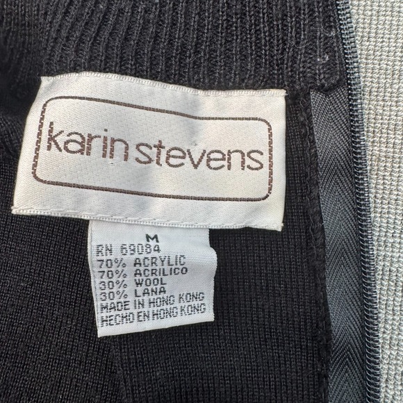 Vintage 90s‎ Karin Stevens M Black Knit Dress Yellow Red Mondrian Colorblock Mod - Picture 5 of 16